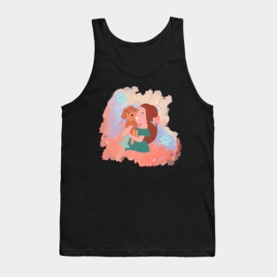 Dog Mom Cuddling Puppy Tank Top